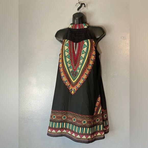 American Rag Black Colorful Halter Dress - Picture 1 of 5